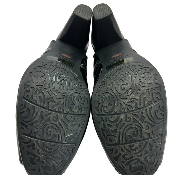 Clarks Artisan Black Patent Leather‎ Peep Toe Heels 9.5 - Picture 10 of 13